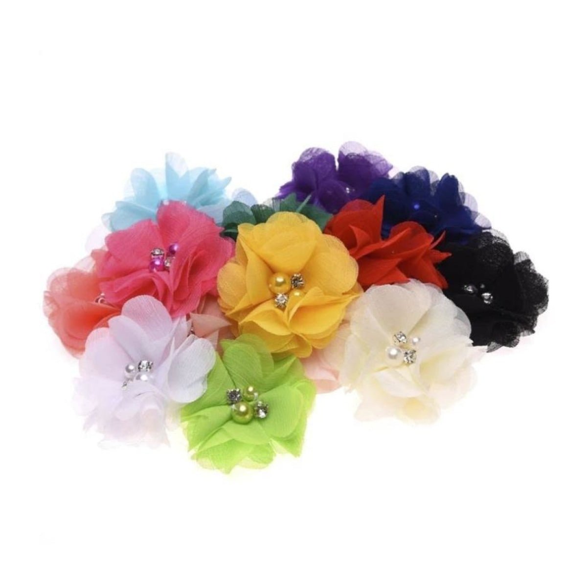18pcs Artificial Fabric Flower Hair Accessories with Pearl Rhinestones