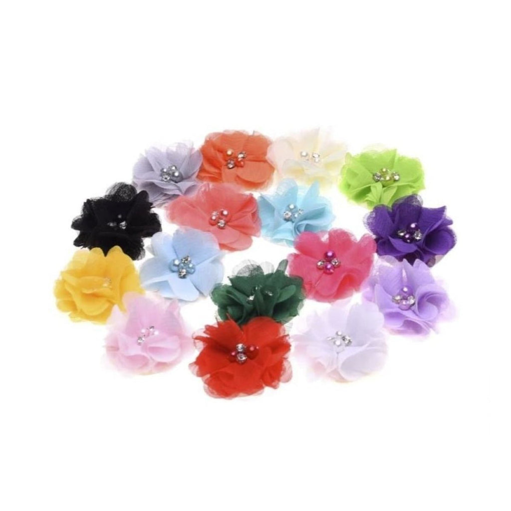 18pcs Artificial Fabric Flower Hair Accessories with Pearl Rhinestones