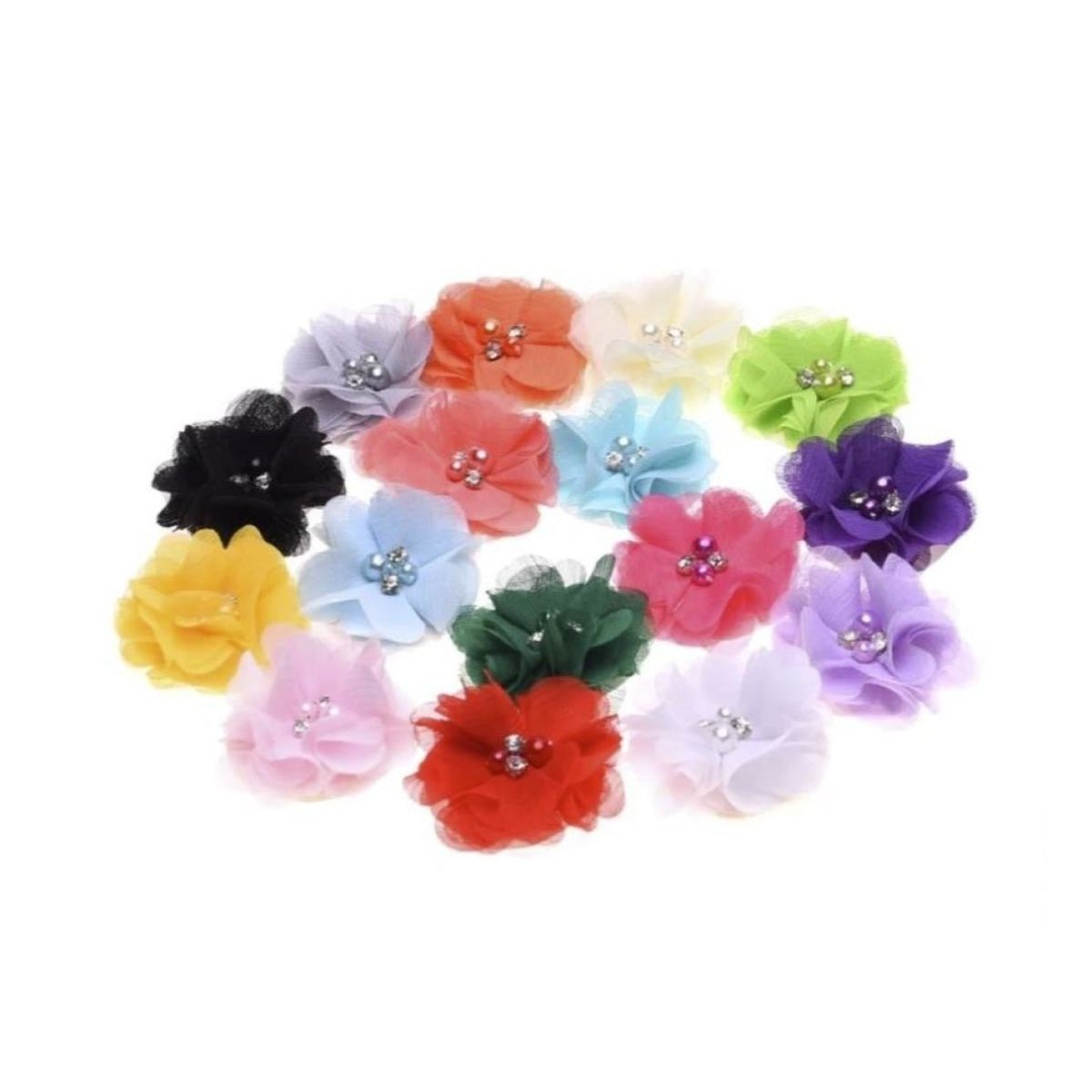 18pcs Artificial Fabric Flower Hair Accessories with Pearl Rhinestones