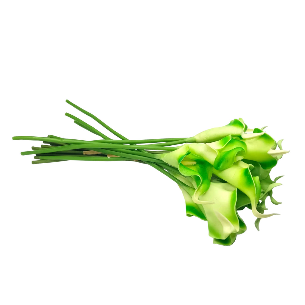 Artificial Lilies 36cm Green Shades Flexible Stem 19 Pieces