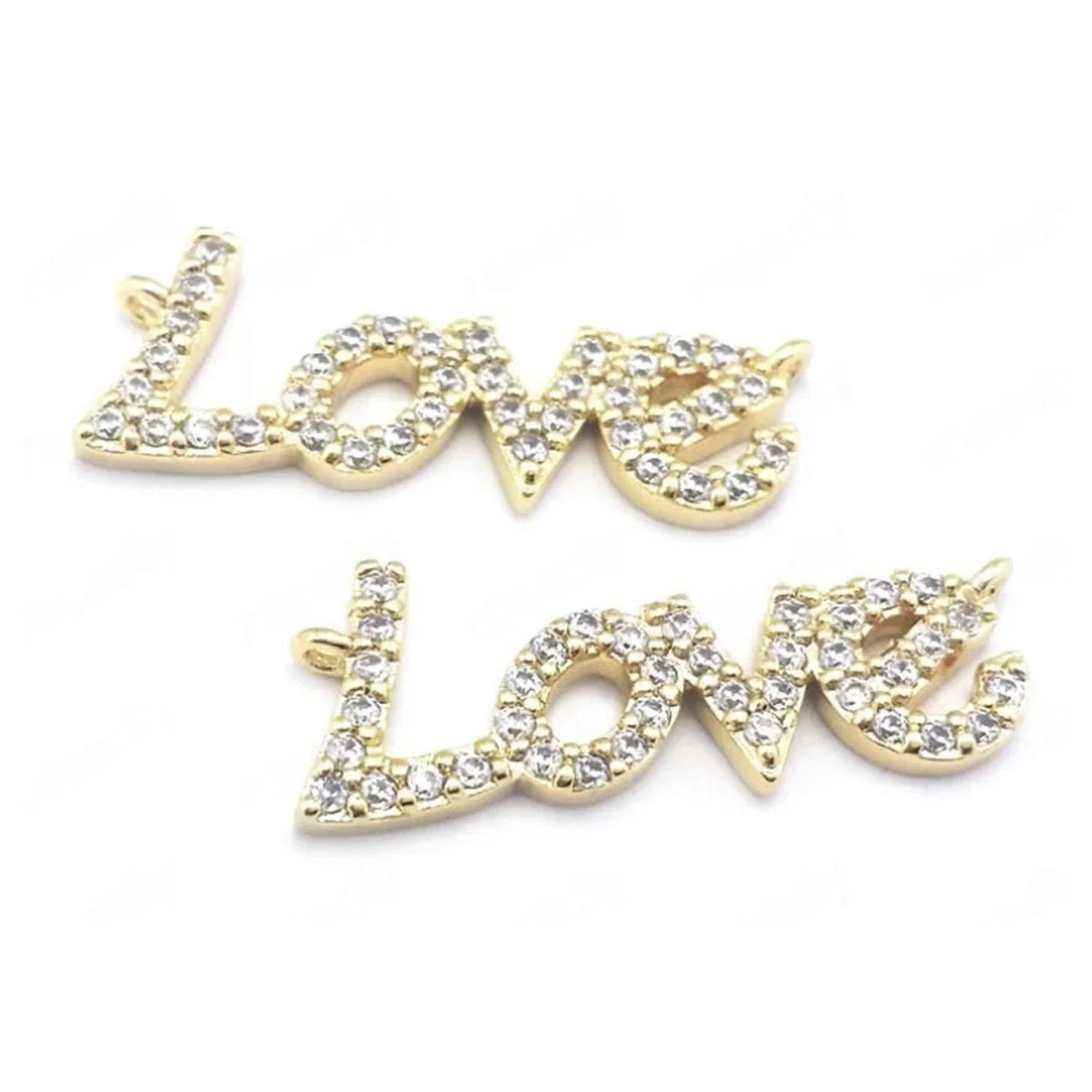 24x9mm LOVE Pendant Gold Colour Letter Crystal Charm