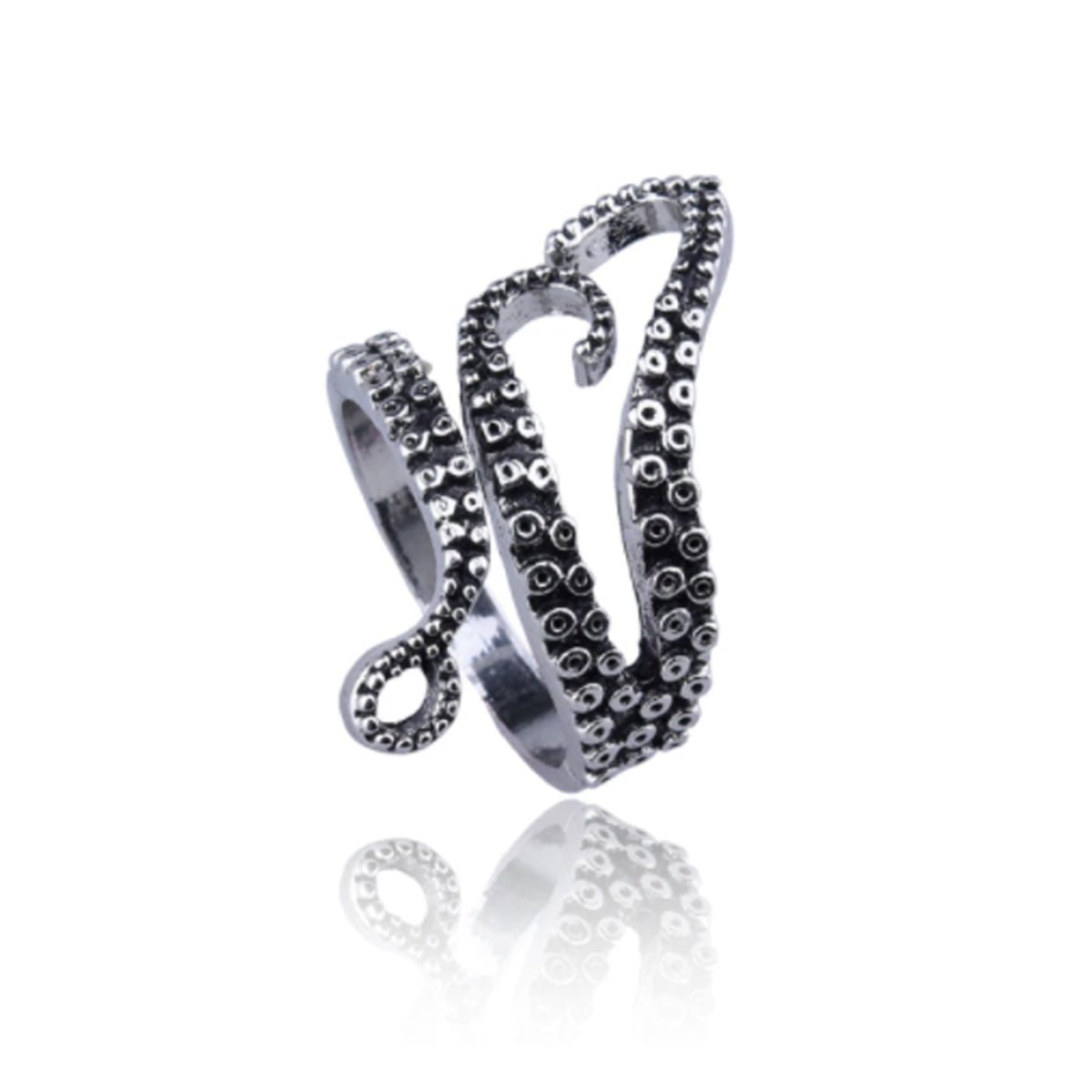 Octopus Arms and Tentacles Adjustable Ring – Black Silver