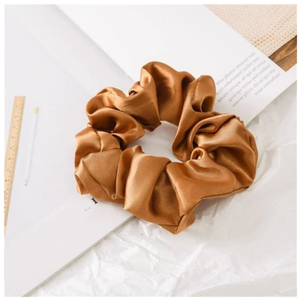 Scrunchy Elastic Hair Band Ponytail – Brown, Pink, Black, Coffee – Brown