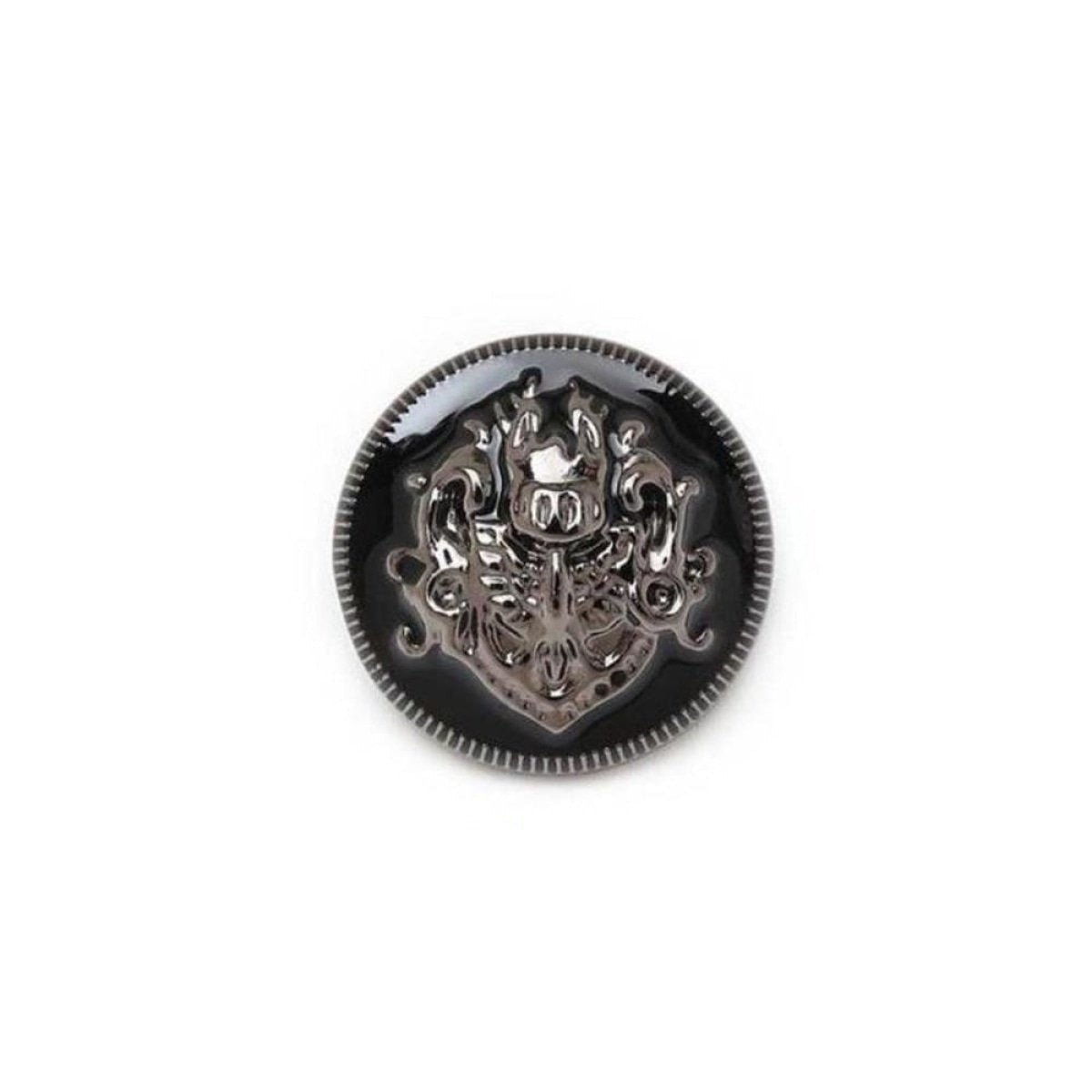 Lion Metal Brooch Set 2 or 6 Pieces 10-25mm – 2x Black Dark Silver 15mm, 2x Black Dark Silver 25mm