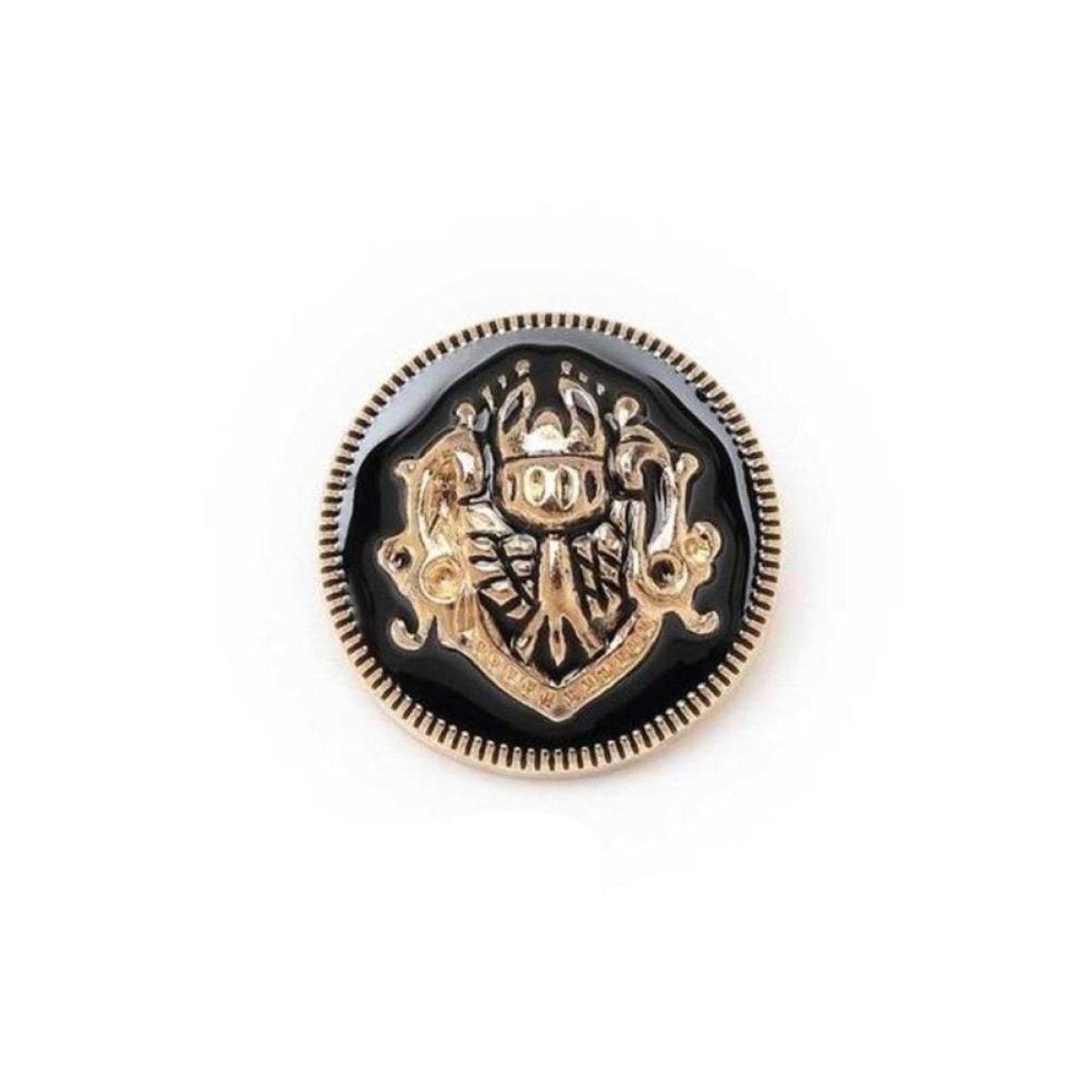 Lion Metal Brooch Set 2 or 6 Pieces 10-25mm – 2x Gold Black 15mm, 2x Gold Black 25mm