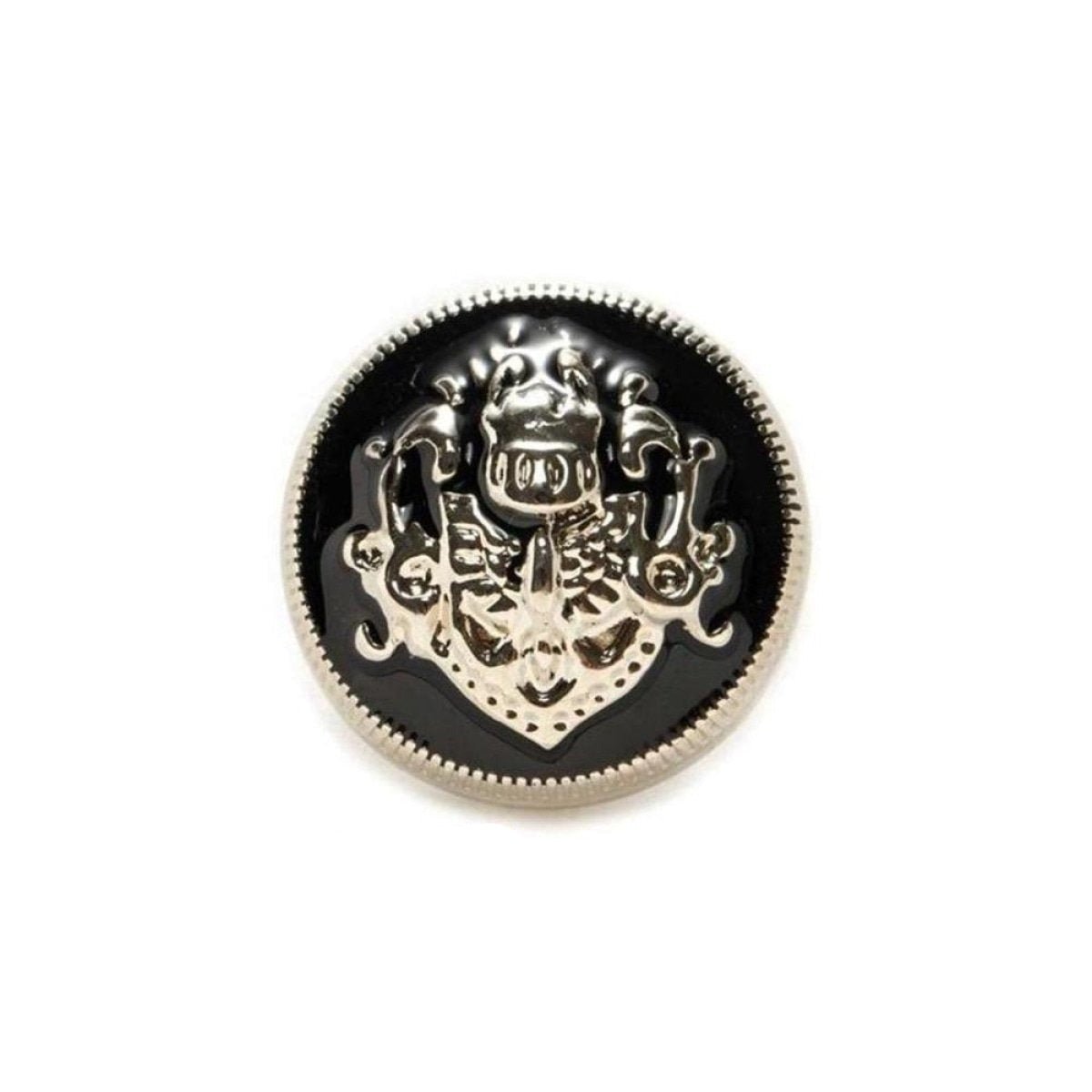 Lion Metal Brooch Set 2 or 6 Pieces 10-25mm – 2x Silver Black 15mm, 2x Silver Black 25mm