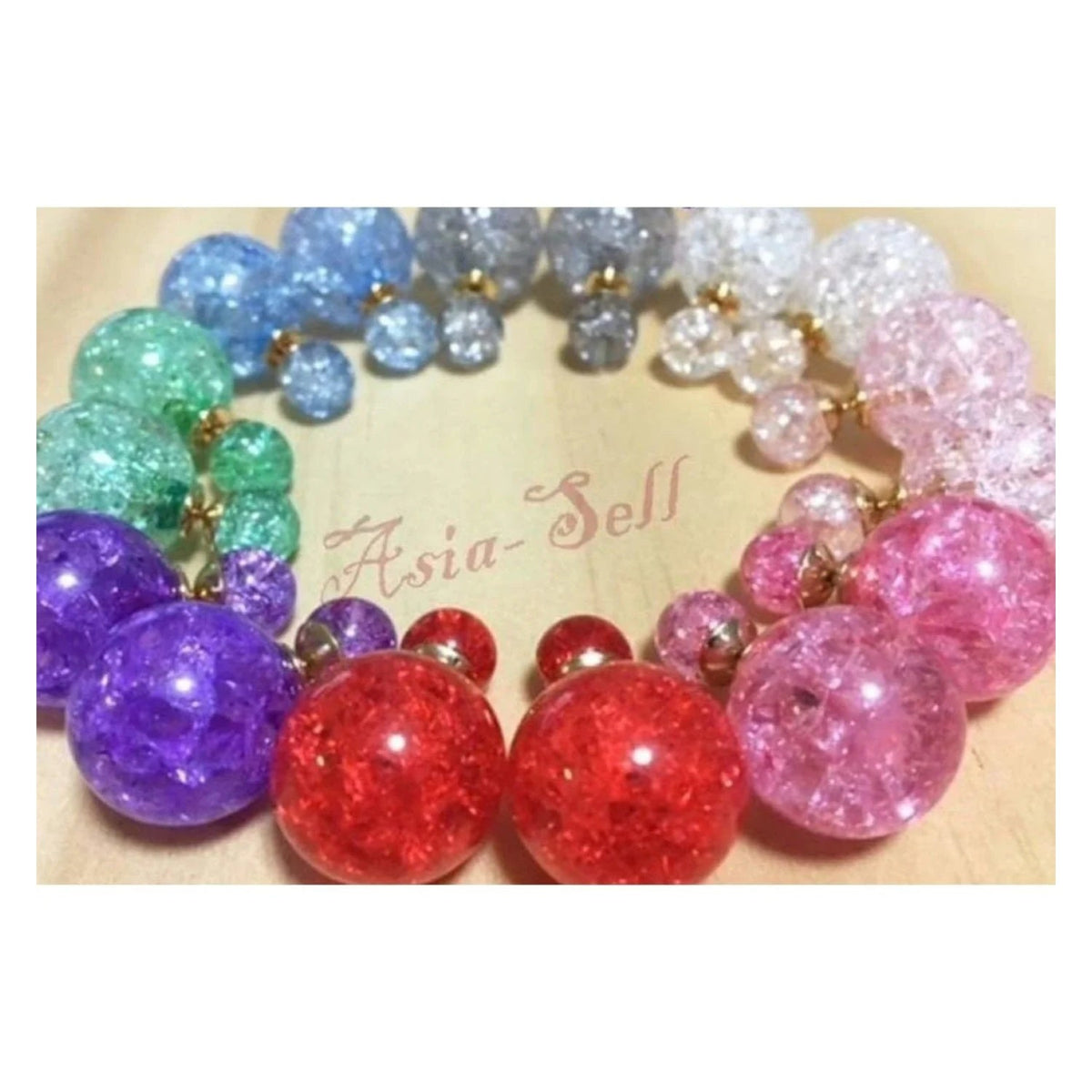 Double Sided Candy Earrings – 2 Pairs, Round – Purple, Red, White, Light Pink, Pink, Grey, Blue, Green