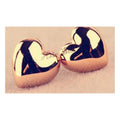 Gold Glossy Heart Stud Earrings Push-Back 10mm