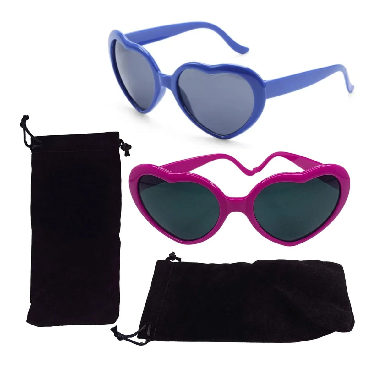 Diffraction Glasses Love Heart Shape Hovering Effect – 2 Pairs – Blue and Dark Pink