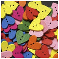 18mm Mixed Multicolour Wooden Heart Buttons – 20pcs, 100pcs, 200pcs, 500pcs, 1000pcs