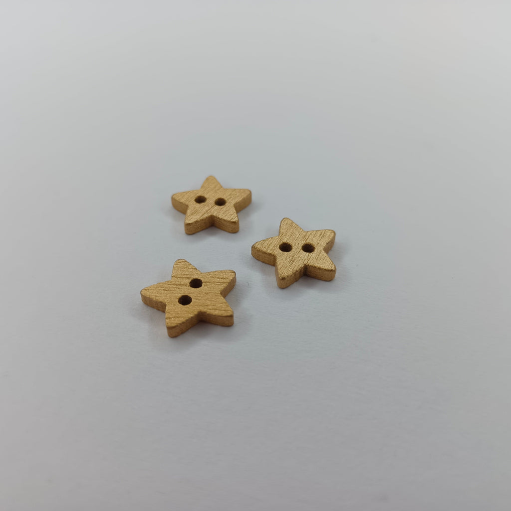 Star Wood Buttons 13mm 2 Holes – Silver & Gold