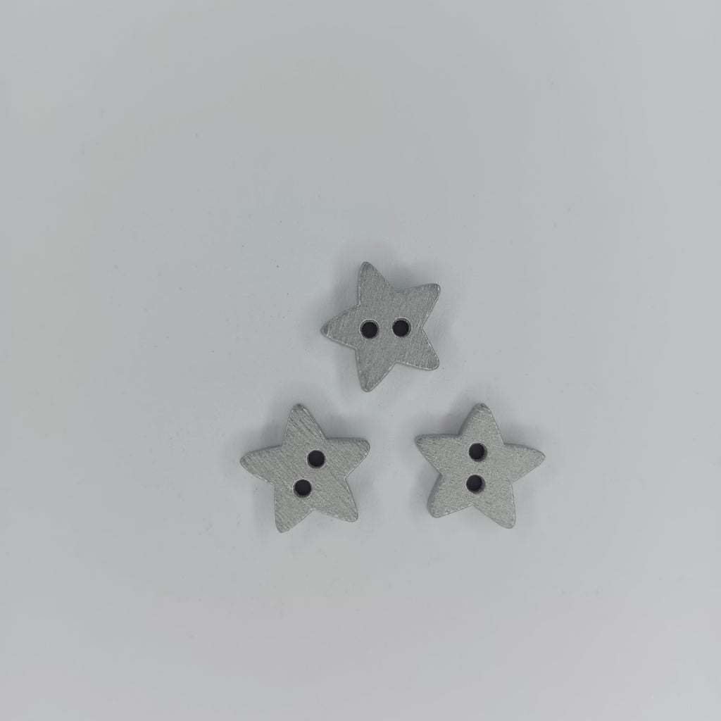 Star Wood Buttons 13mm 2 Holes – Silver & Gold