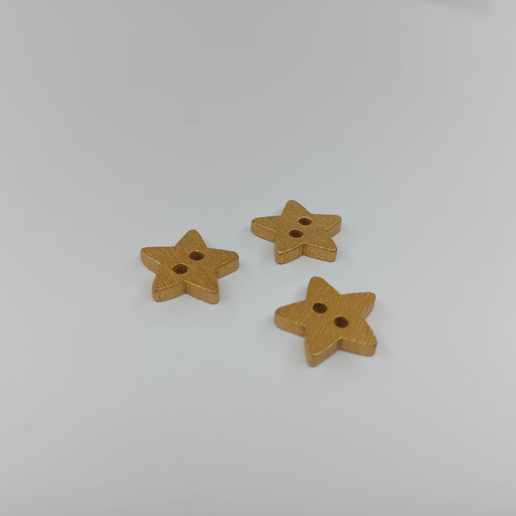 Star Wood Buttons 13mm 2 Holes – Silver & Gold