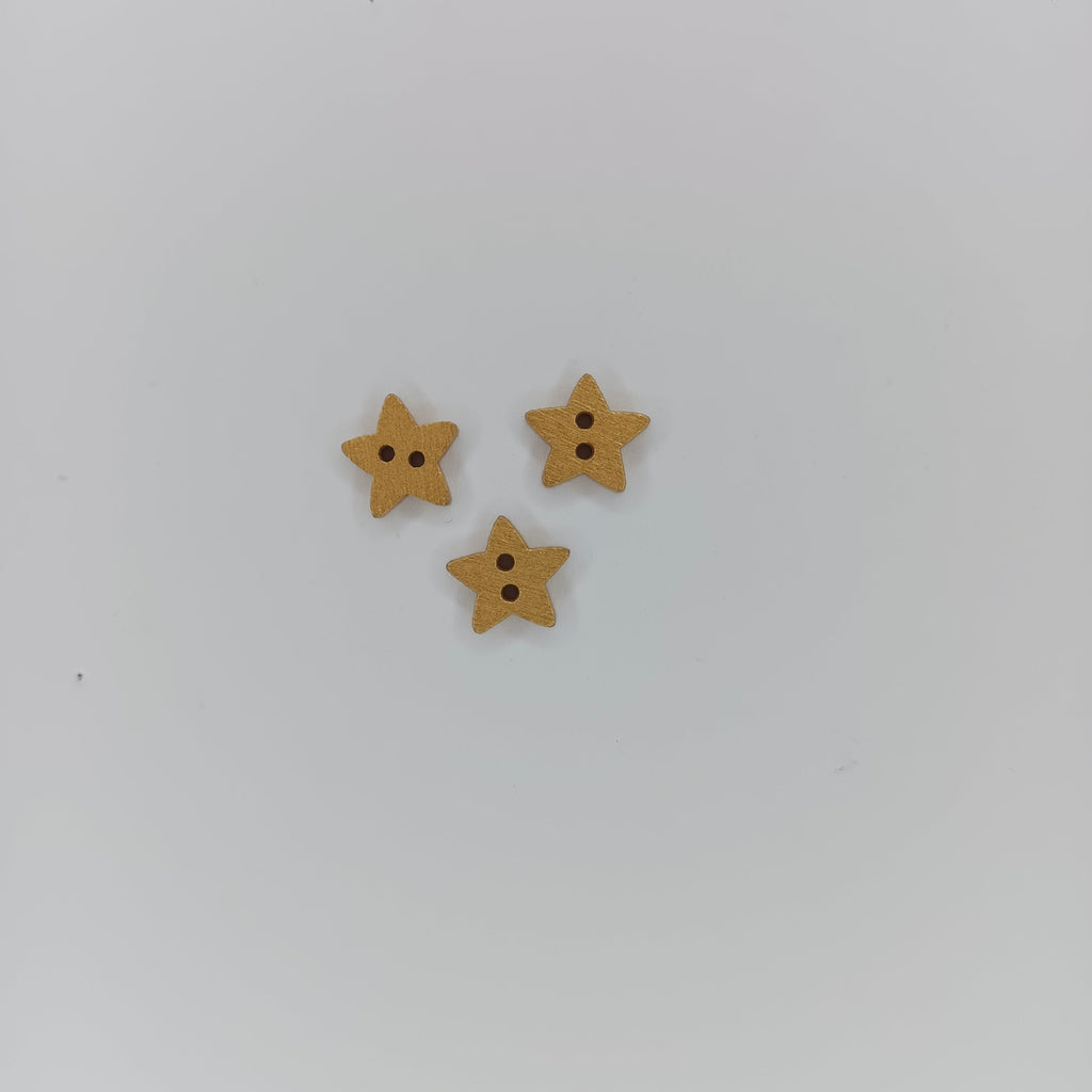 Star Wood Buttons 13mm 2 Holes – Silver & Gold