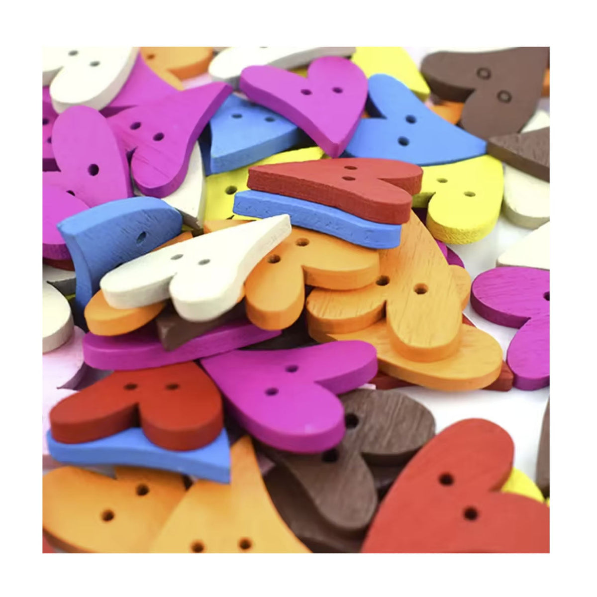Wooden Heart Shape Buttons 20x25mm Painted – 20pcs, 50pcs, 100pcs