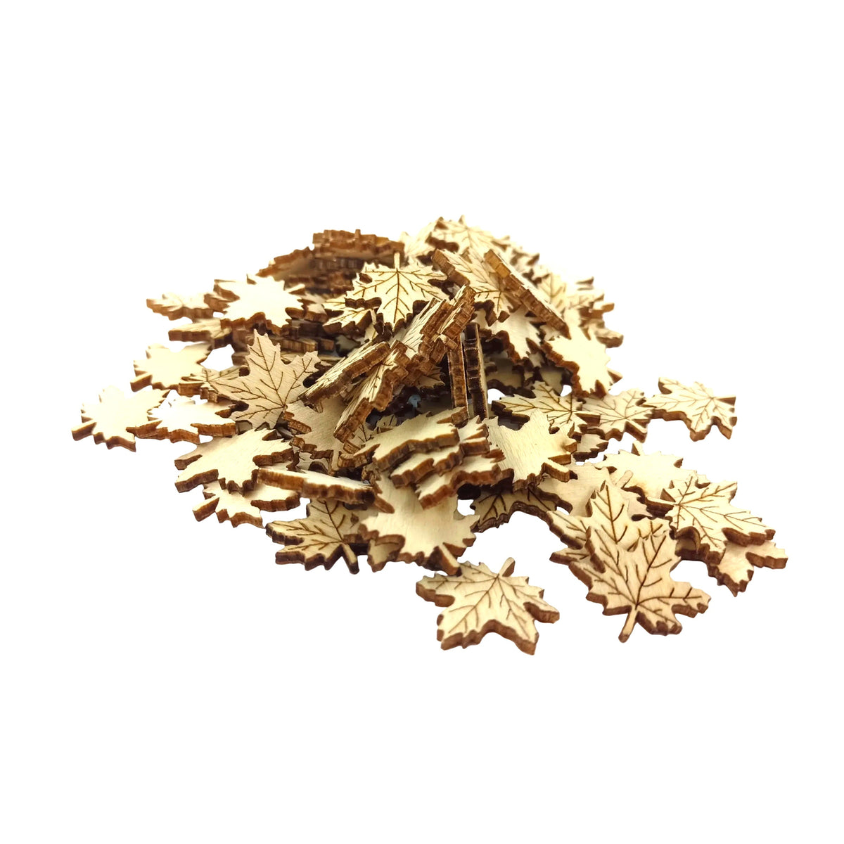 18.5mm Maple Leaf Wood Craft Pieces – 100