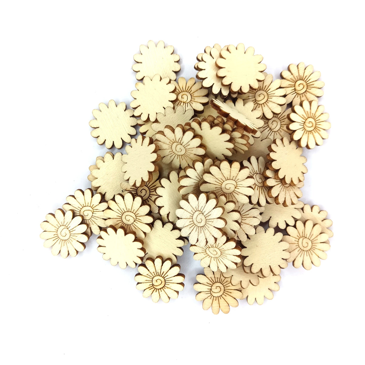 20mm Wood Sunflower Embellishments – 100pcs
