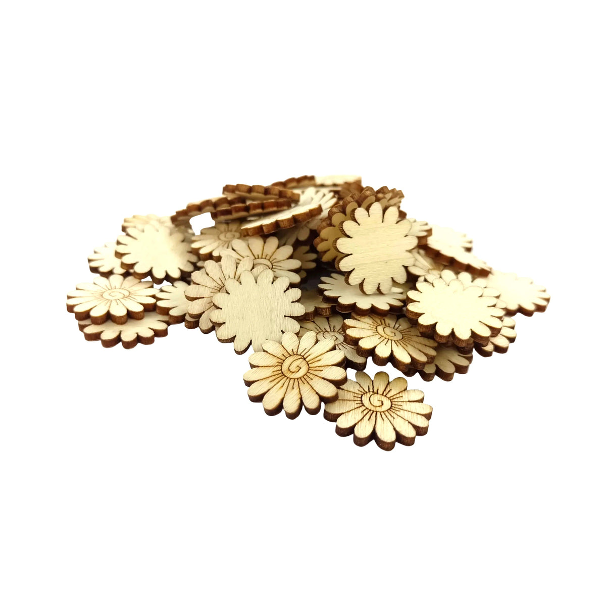 20mm Wood Sunflower Embellishments – 20pcs