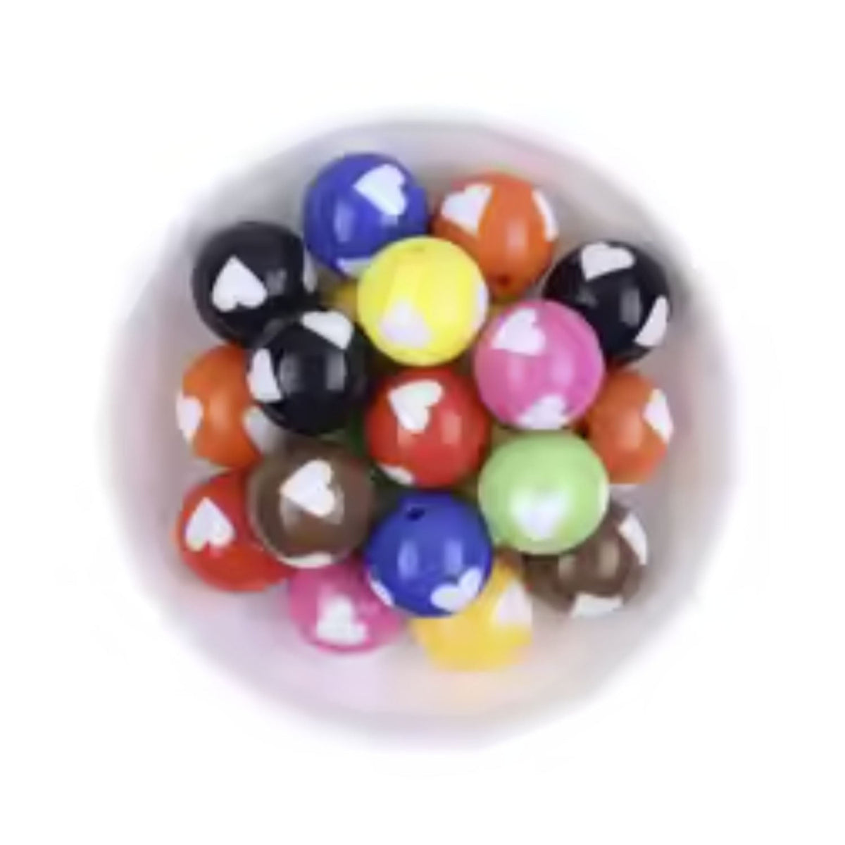Resin Printed Round Beads 6mm-16mm – 20 or 180 pcs – 16mm Hearts / 20pcs, 16mm Hearts / 180pcs