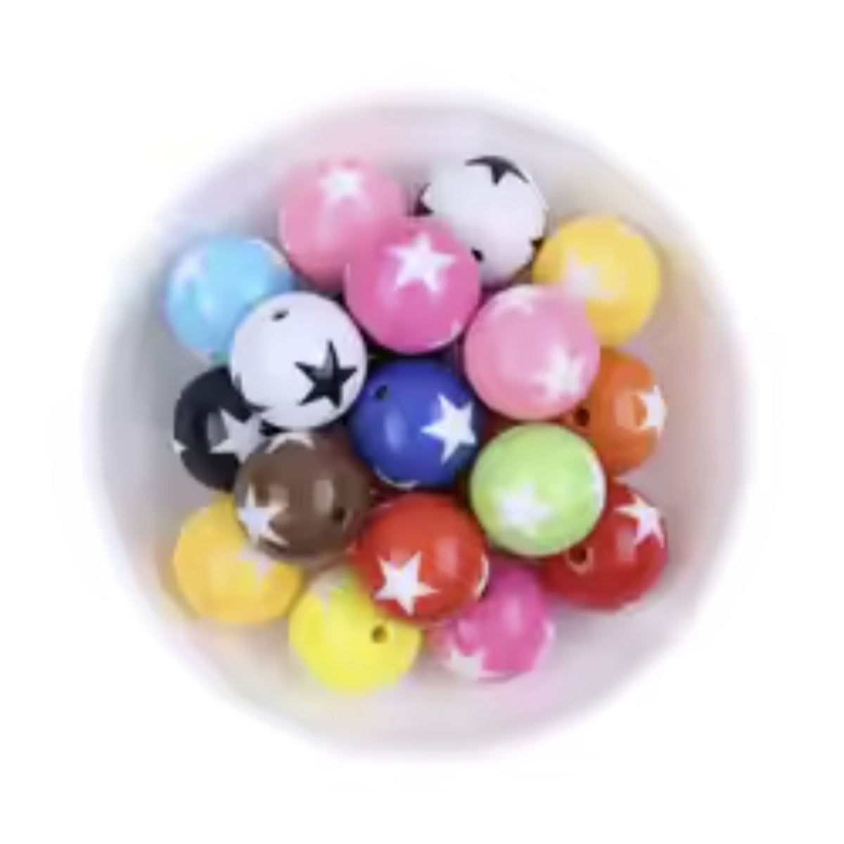 Resin Printed Round Beads 6mm-16mm – 20 or 180 pcs – 16mm Stars / 20pcs, 16mm Stars / 180pcs