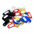 20 Plastic Luggage Key Tags Ring – Assorted color keychains with blank labels on a white background