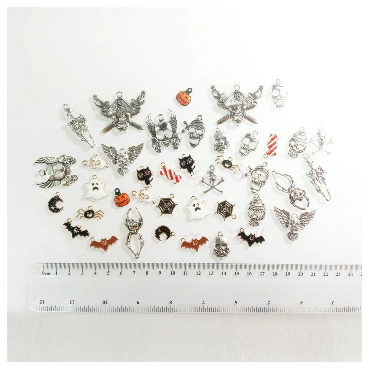 20 Pairs Halloween Charms Mixed Enamel Pendant Jewellery Making Accessories Candy Ghost Pumpkin Bat Spider Cat Skull - - Asia Sell