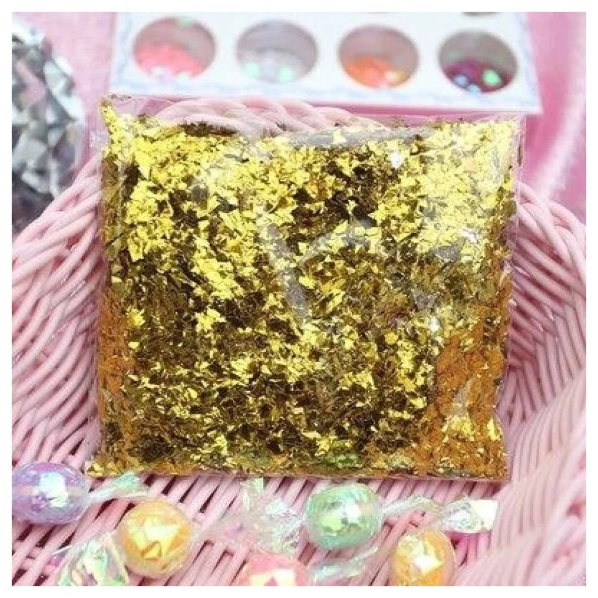 200g Holographic Nail Flake Glitter 3D Sequin – Gold