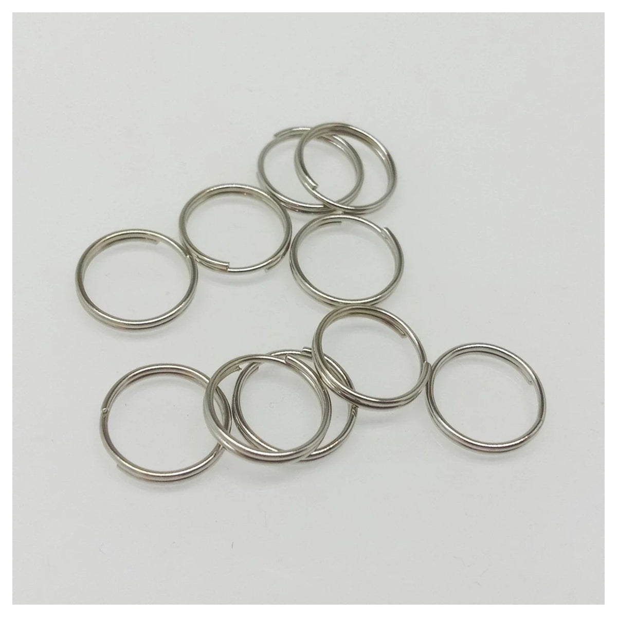 200 x 8mm Rhodium Split Key Rings Small Double Loop