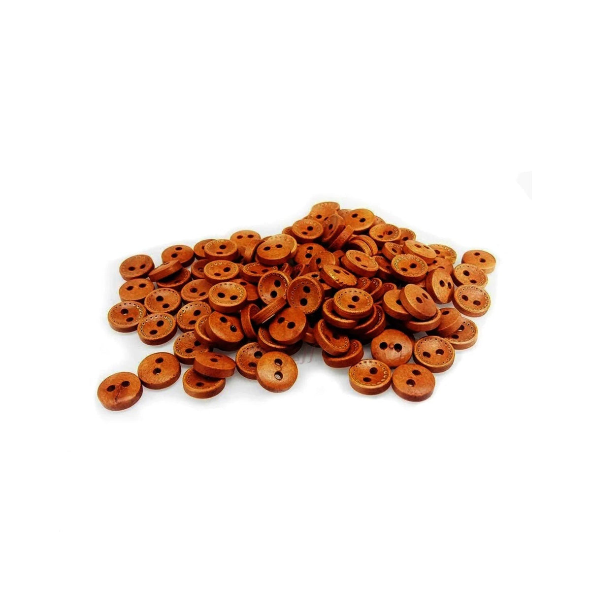 20pcs 10mm Brown 2-Hole Round Wooden Buttons