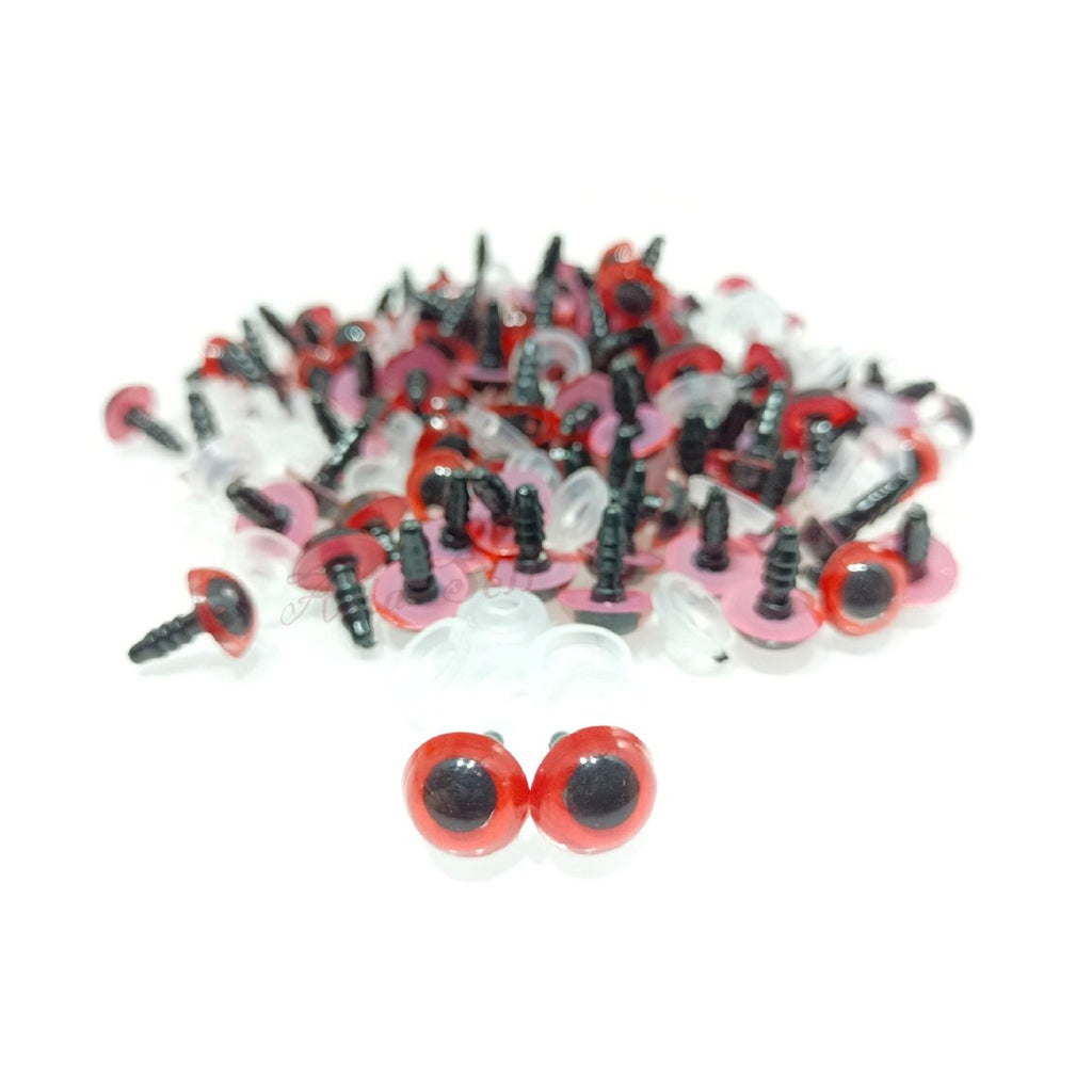 20pcs 10mm Colour Safety Eyes for Teddy Bears and Puppets – Red