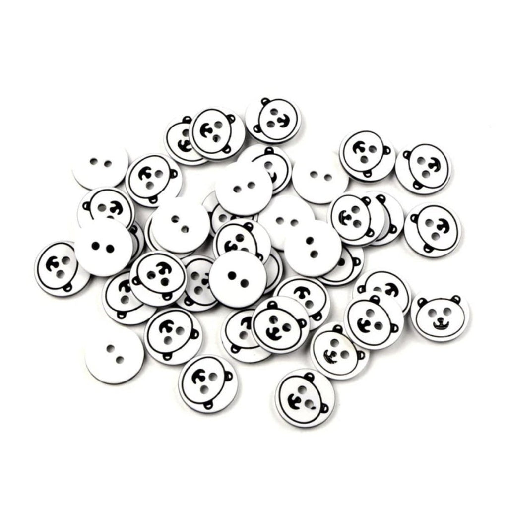 12.5mm Bear Pattern Resin Buttons – 20pcs – Black