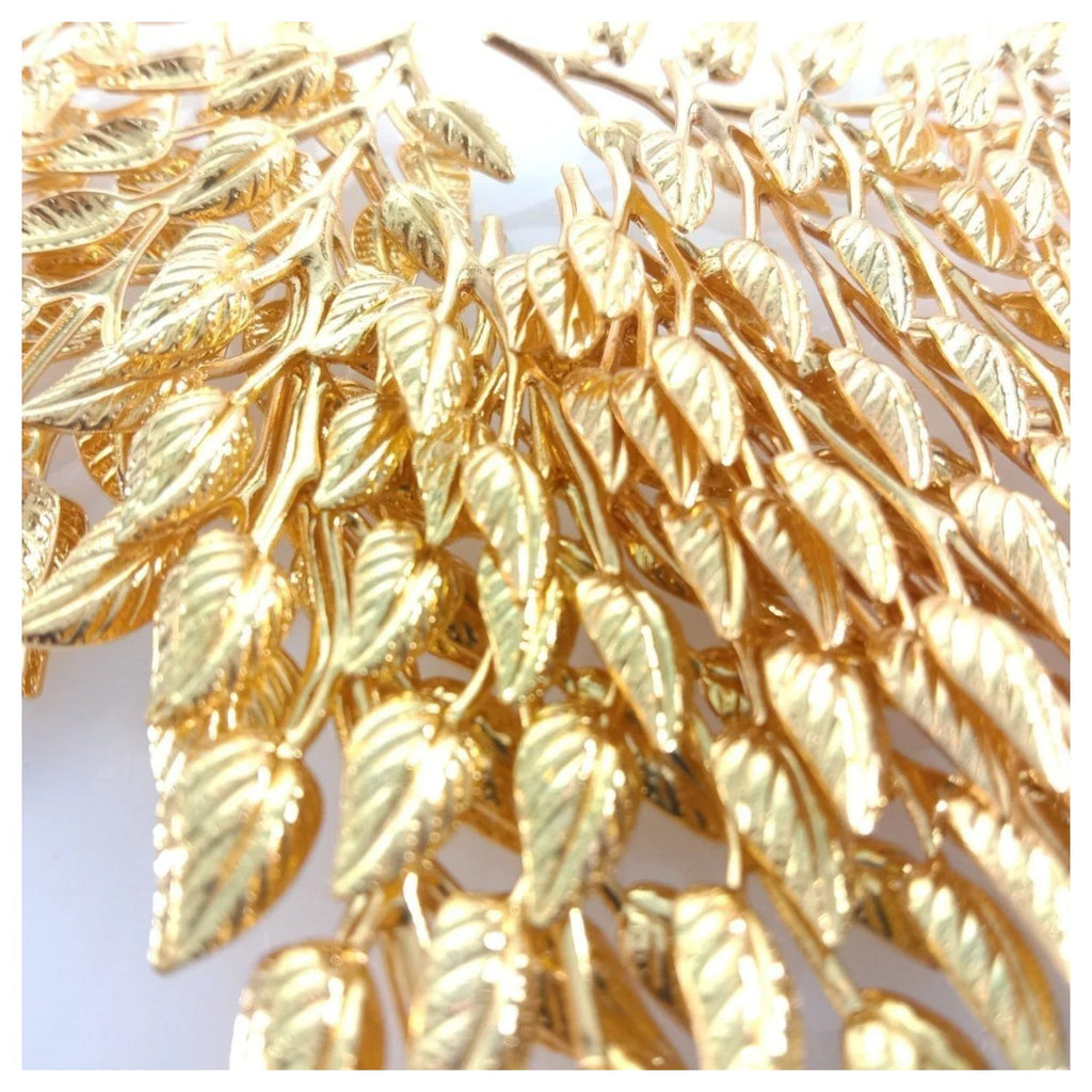20pcs 19x64mm Gold Bronze Brass Silver Colour Leaf Leaves Charm Pendant Jewellery Making Craft DIY - Gold - Asia Sell