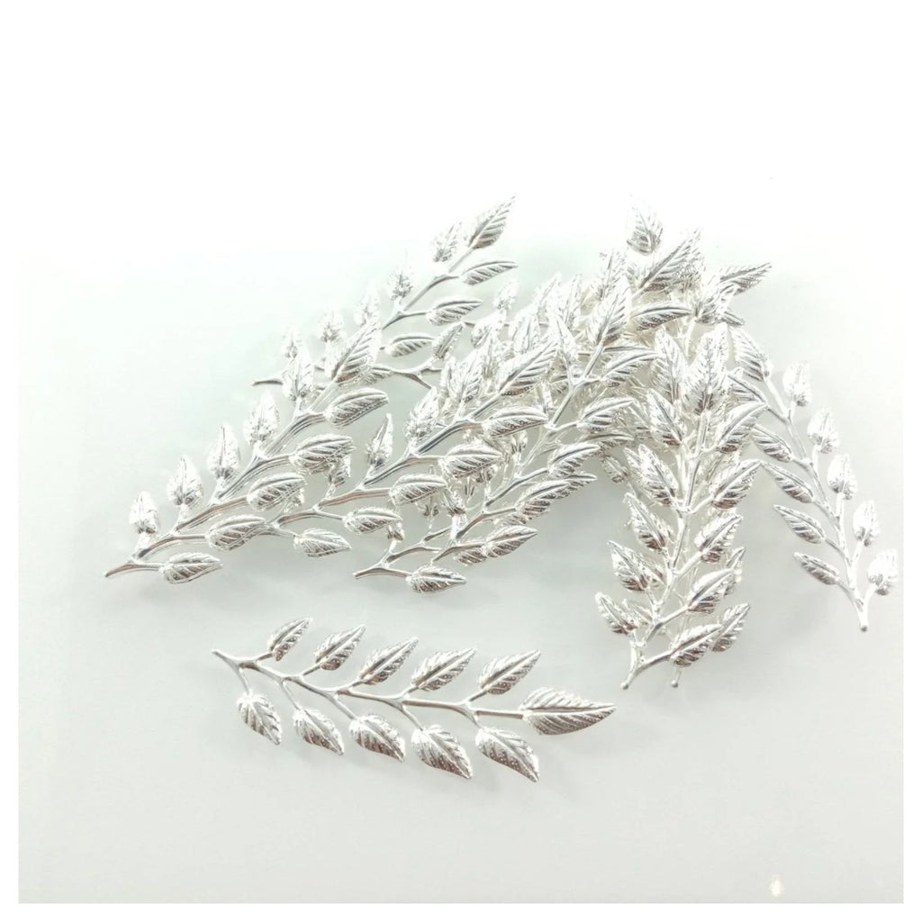 20pcs 19x64mm Gold Bronze Brass Silver Colour Leaf Leaves Charm Pendant Jewellery Making Craft DIY - Silver - Asia Sell