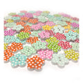 20pcs 2-Hole Wooden Buttons Flower Designs White Backing