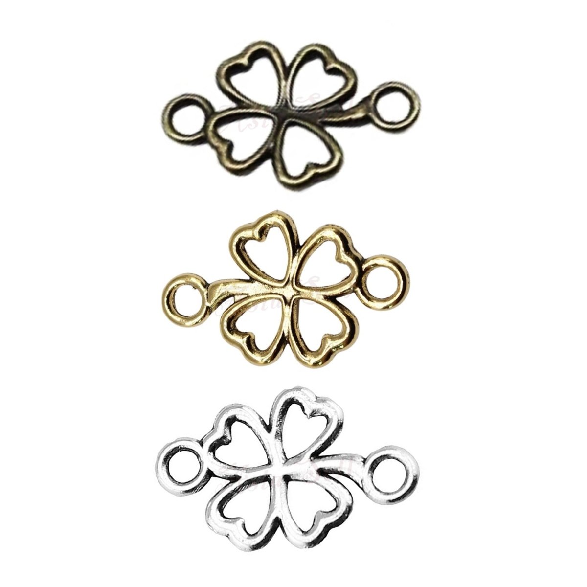 20x12mm 4 Leaf Clover Charm Connector – Bronze Silver Gold