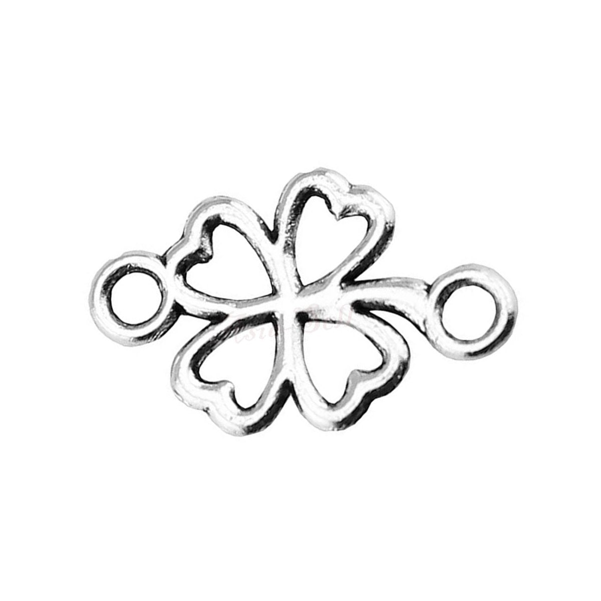 20x12mm 4 Leaf Clover Charm Connector – Bronze Silver Gold – Silver