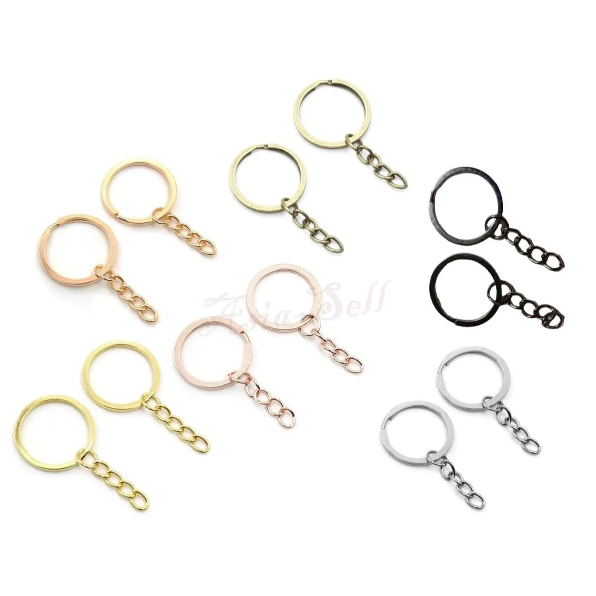 28mm Rose Gold Ancient Keyring Split Ring Chain Key Rings