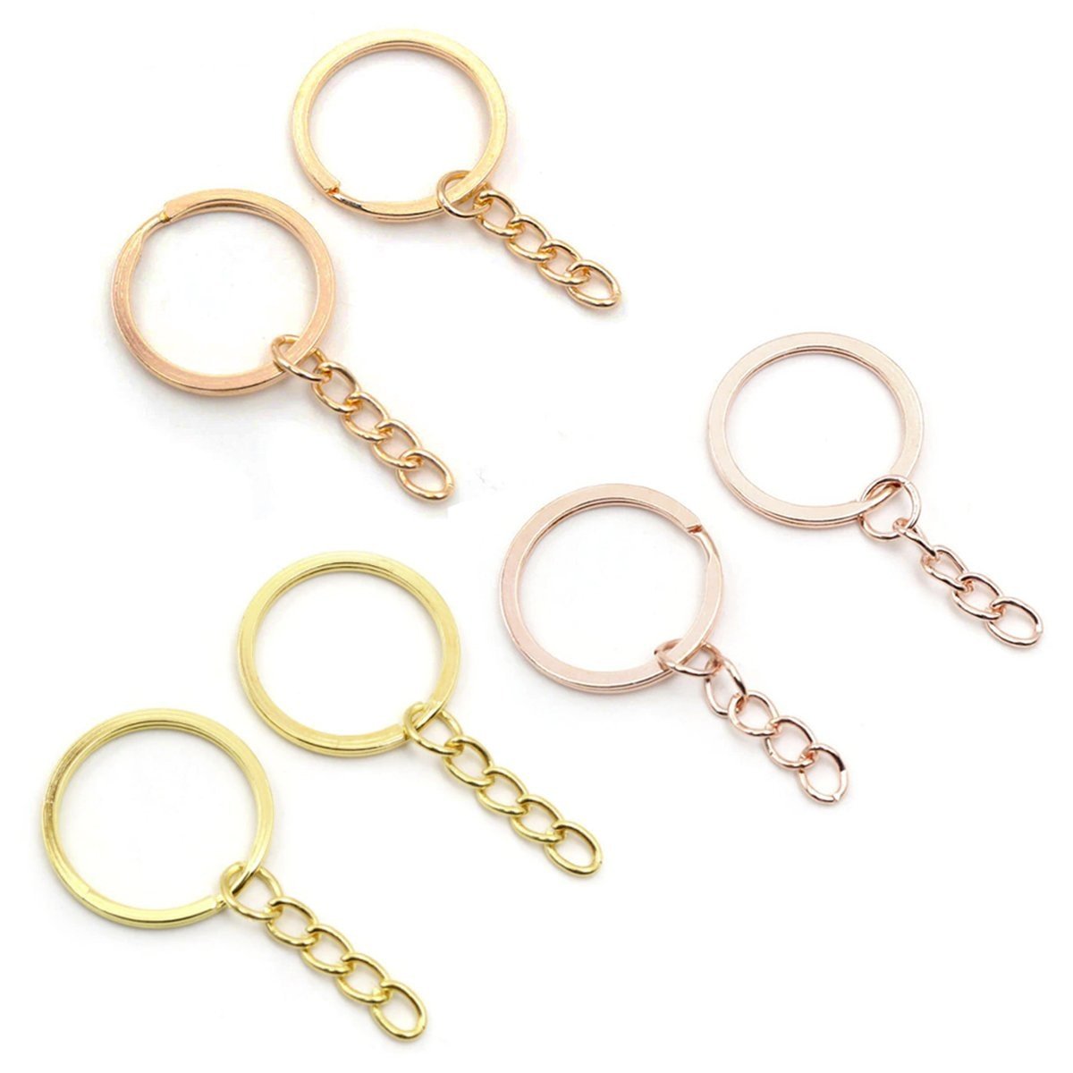 28mm Rose Gold Ancient Keyring Split Ring Chain Key Rings