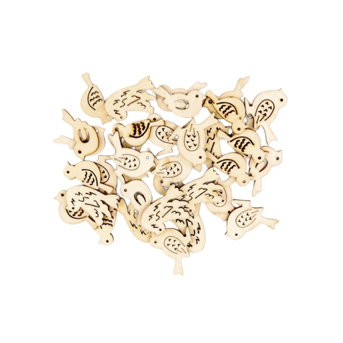 40mm Wooden Bird Craft Pieces – 20pcs