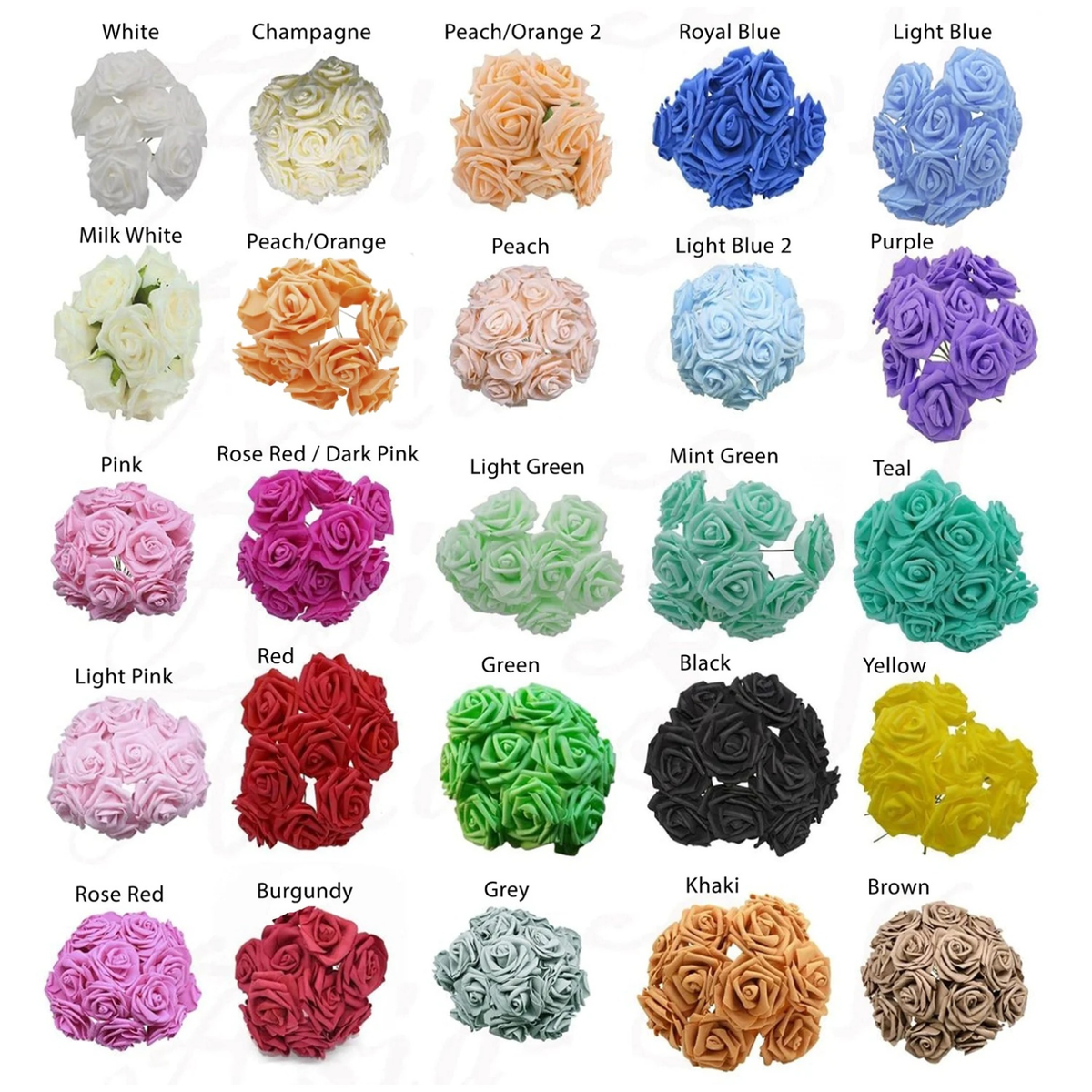 7cm Foam Rose Artificial Flowers – Pack of 10, 40 or 100 – 10pcs / Burgundy, 10pcs / Red, 10pcs / Peach, 10pcs / Peach/Orange, 10pcs / Champagne, 10pcs / Light Pink, 10pcs / Pink, 10pcs / Pink 2, 10pcs / Rose Red, 10pcs / Rose Red / Dark Pink, 10pcs