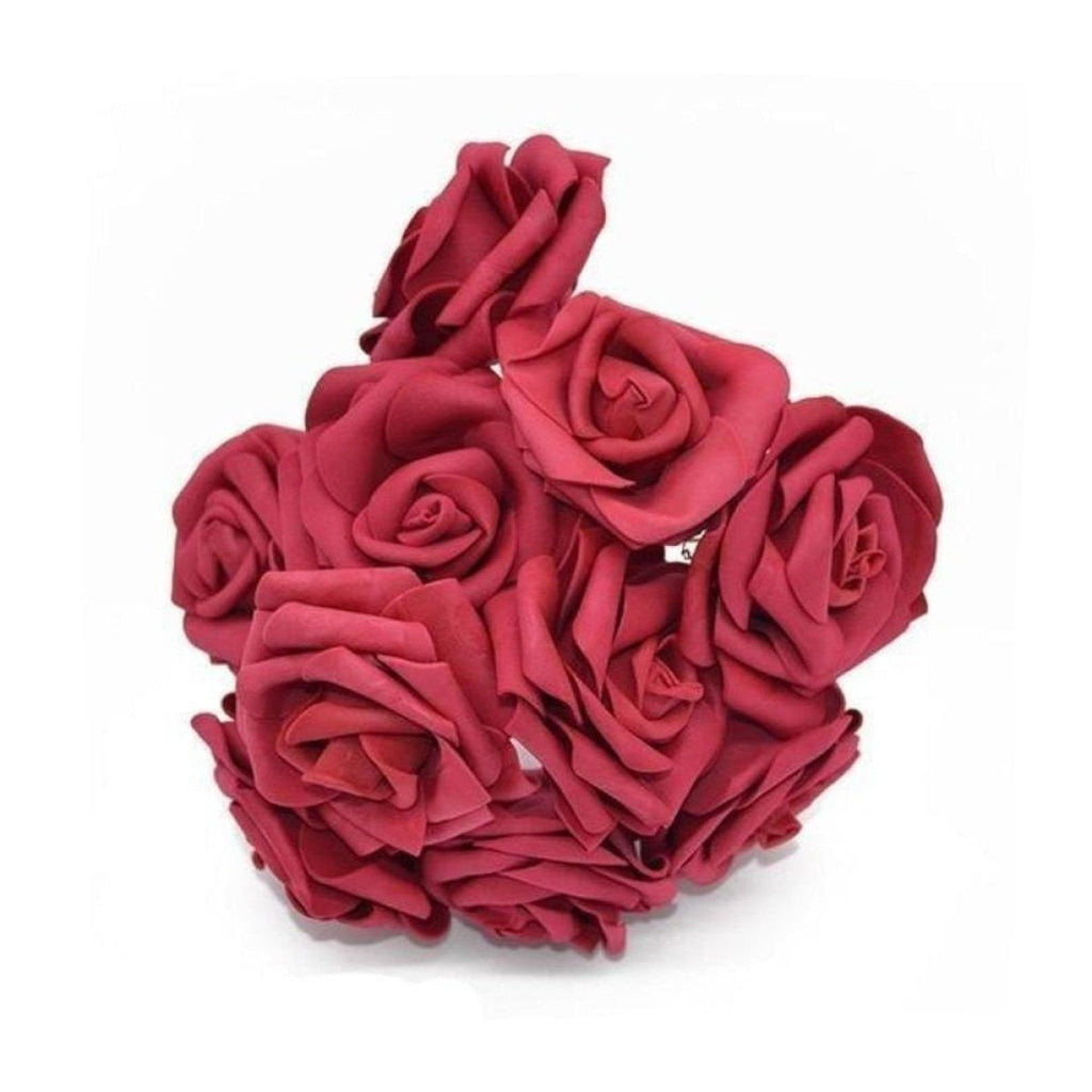 20pcs 7cm Artificial Foam Rose Bouquet – Burgundy