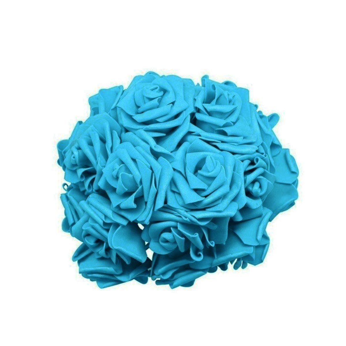 20pcs 7cm Artificial Foam Rose Bouquet – Cyan/Blue