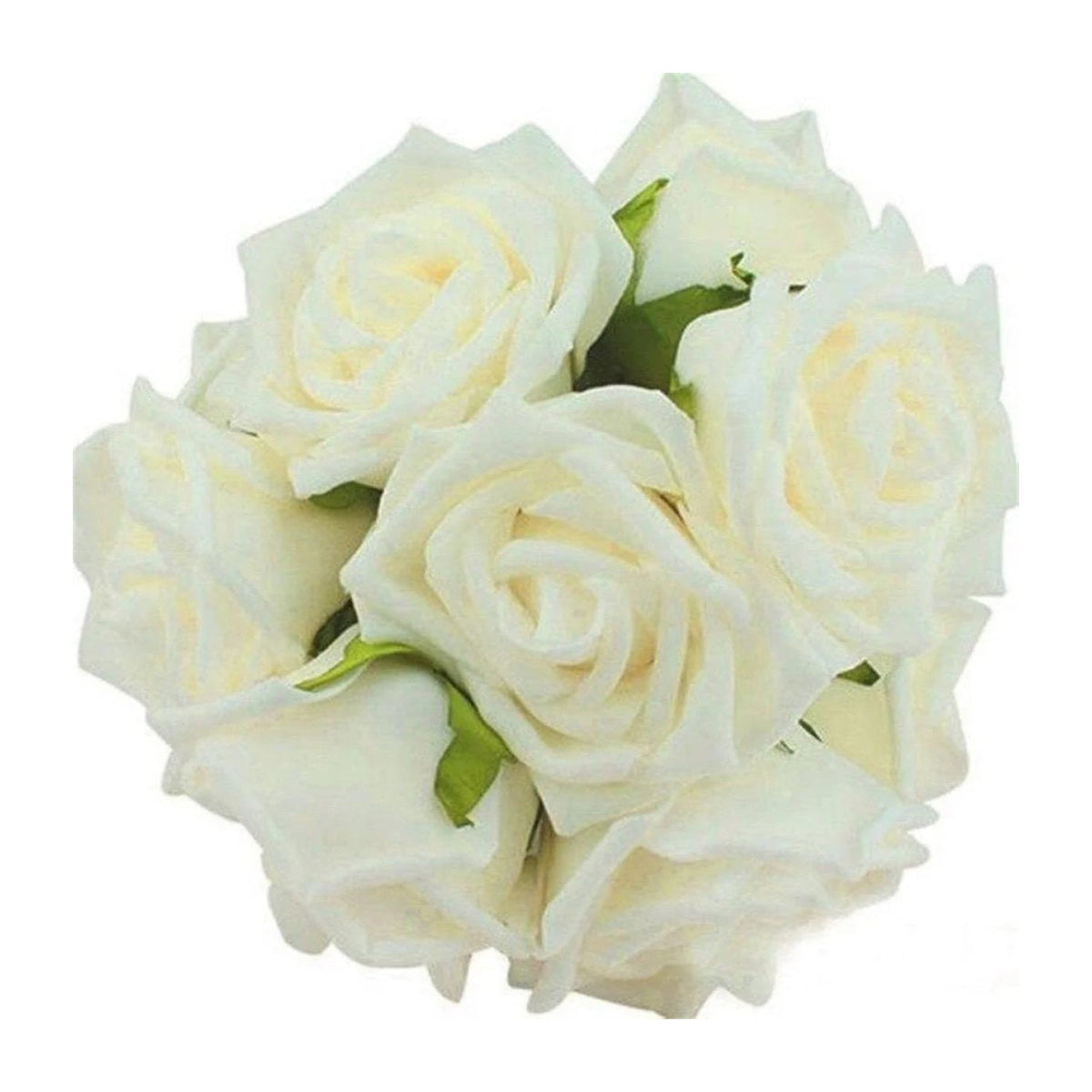 20pcs 7cm Artificial Foam Rose Bouquet – Milk White