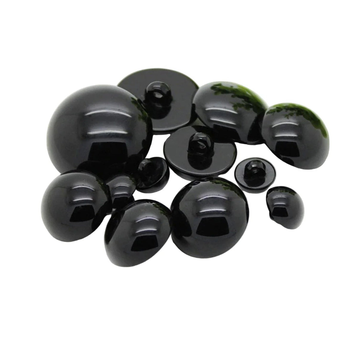 20pcs Plastic Mushroom Domed Buttons – Black Animal Eyes