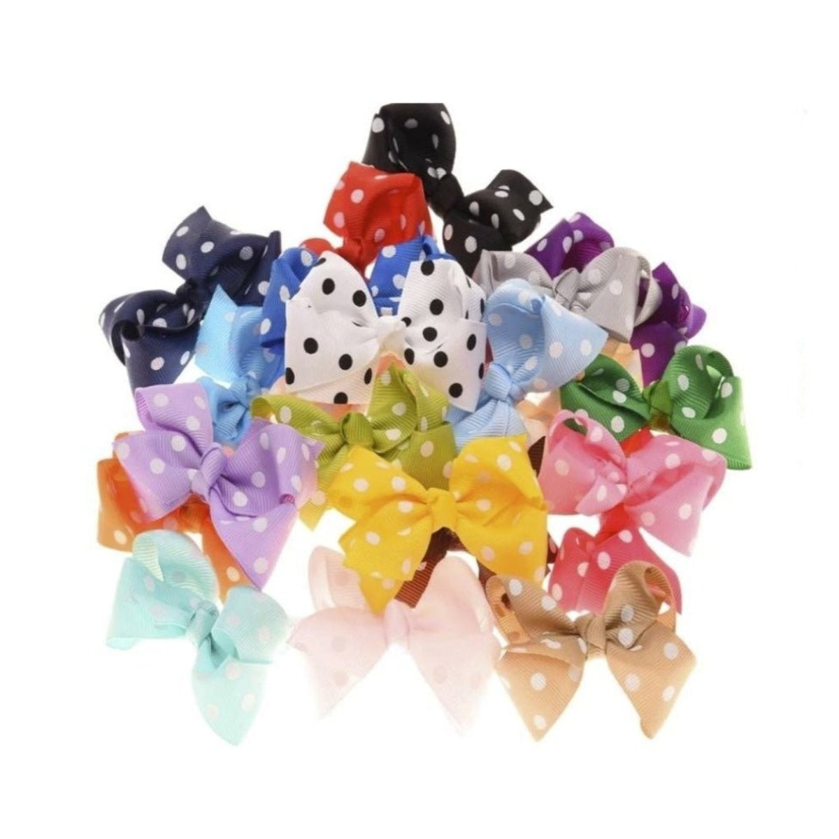 20pcs Hair Bows and Bowties Grosgrain Ribbon for Girls – 7cm Dots