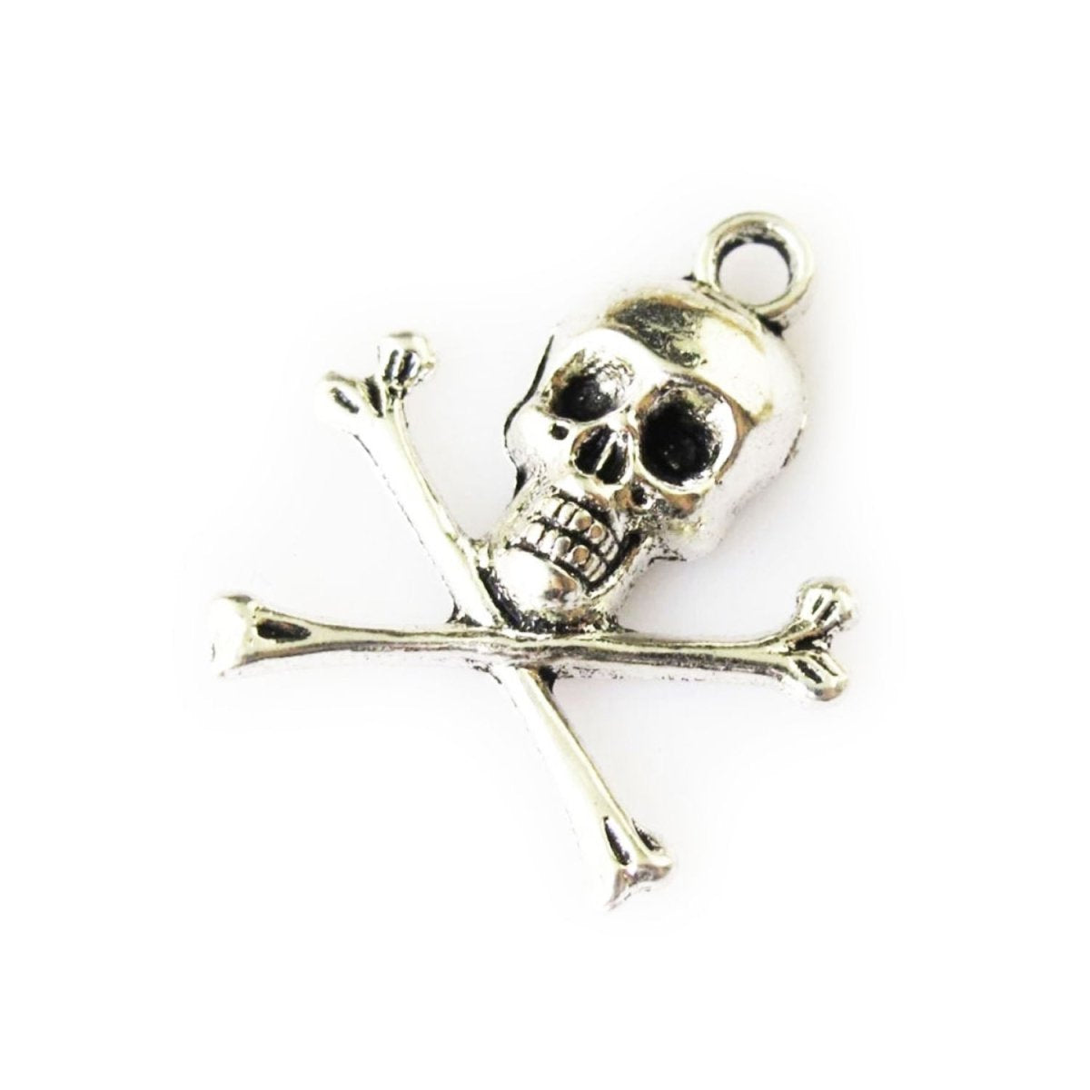20pcs Halloween Skull Crossbones Tibetan Silver Charms 21x24mm