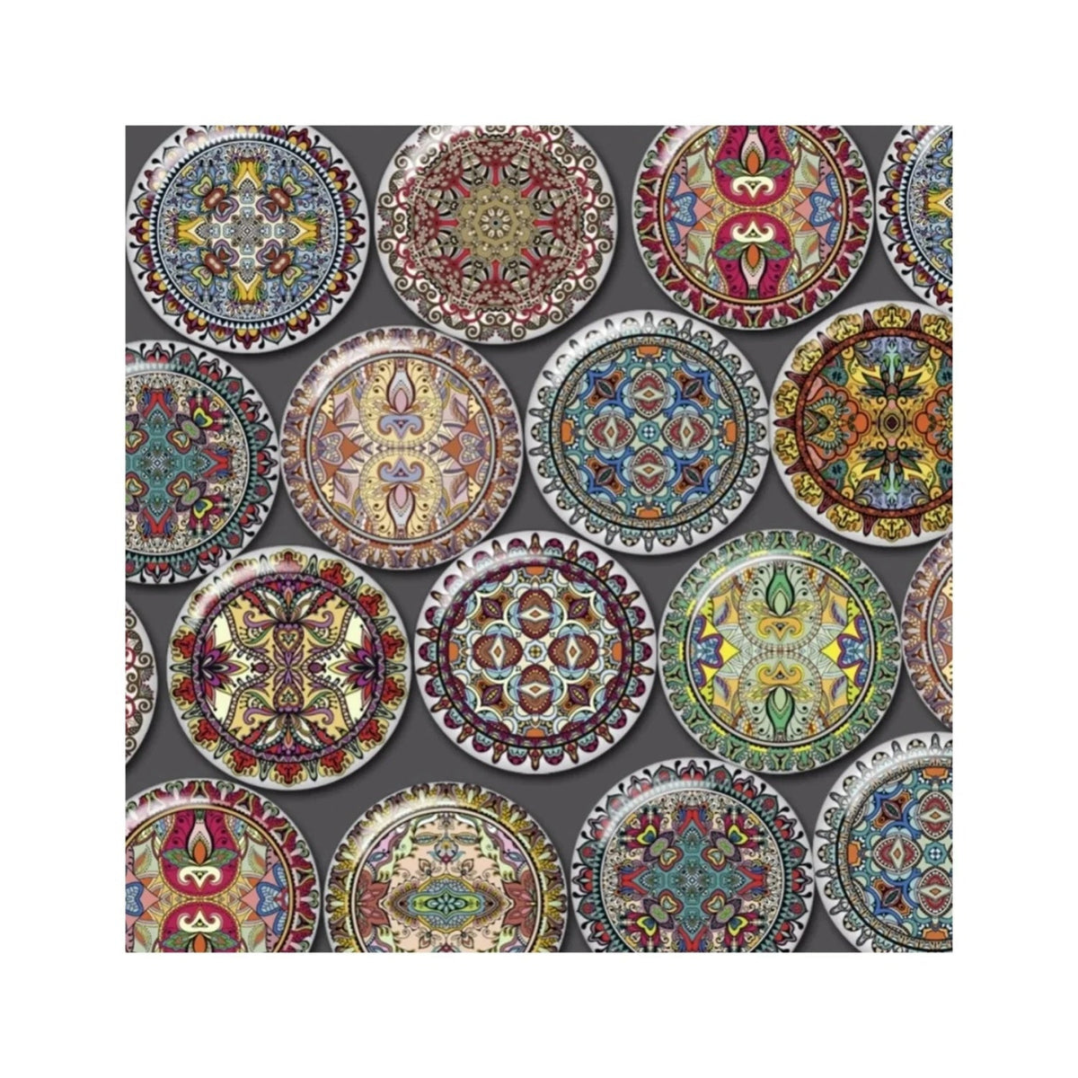 20pcs Round Glass Cabochon Mozaic Pattern Mixed