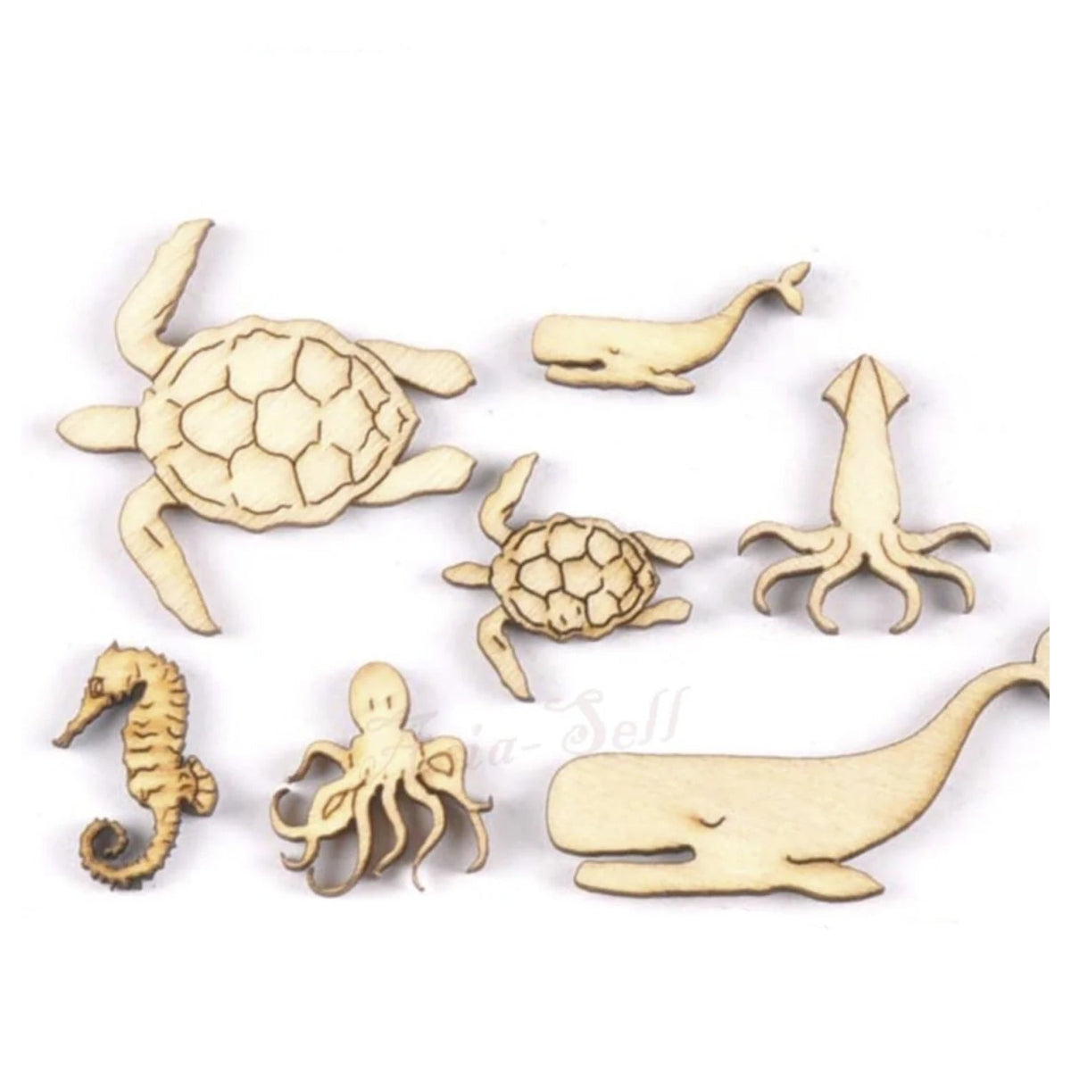 20pcs Sea Animals Wooden DIY Craft Shapes