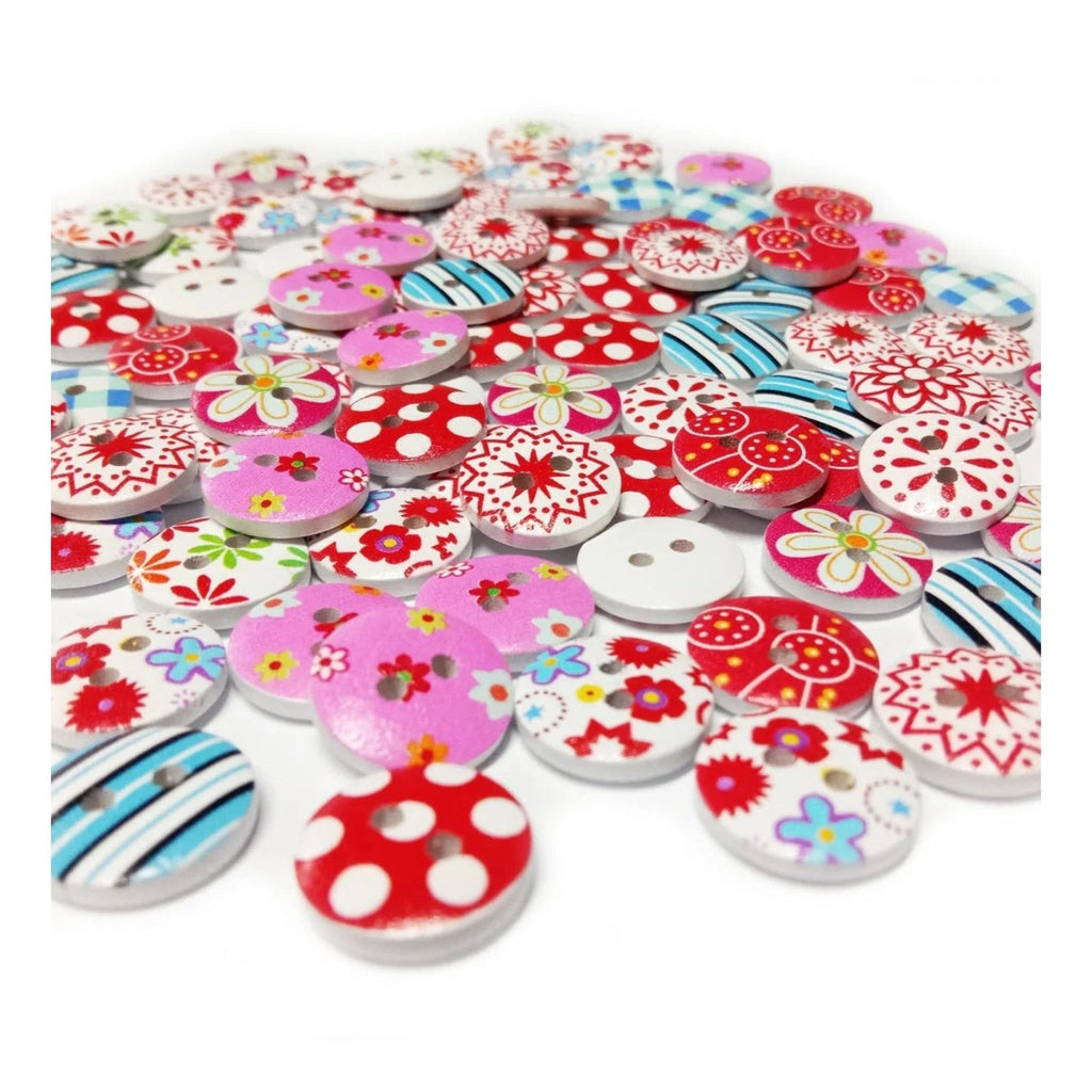 20pcs White Backed Wooden Round Buttons 15mm 2-Hole