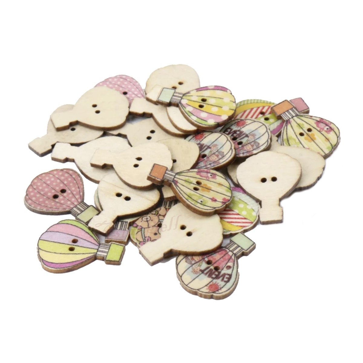 20pcs Wooden Buttons 30mm Hot Air Balloon Pattern